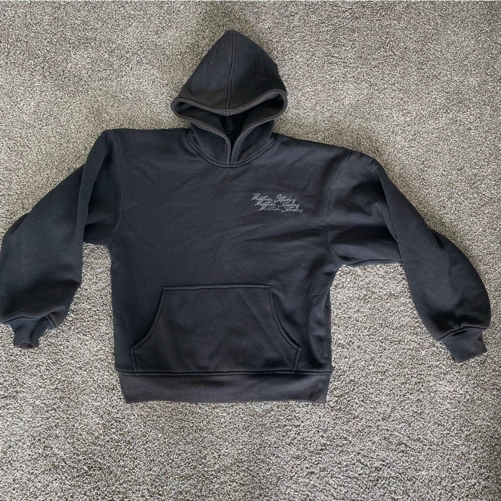 THIRTEEN STUDIOS Men's Hoodie Size L In Black Wash